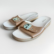 NEW Dr. Scholl's Buckle Slide Sandal In Island Icon Honey Size 7 Comfort Cushion