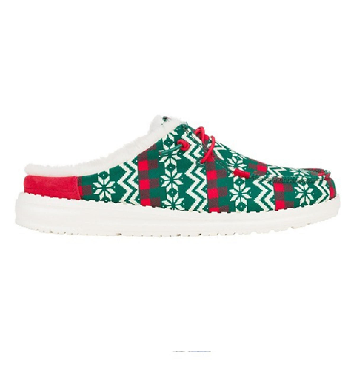 Hey Dude Wendy Slip Womens Mule Shoes Fur Lined Green Multi Cotton Upper SIZE 5590₽