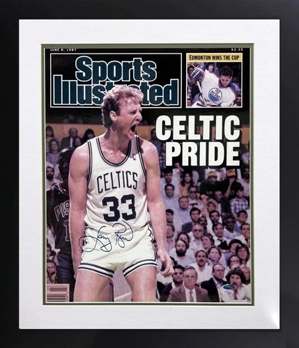 Larry Bird signed 1987 Sports Ill. Celtics Cover 16x20 Photo Framed /87- Steiner