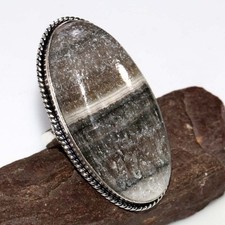 Zebra Calcite 925 Silver Plated Ring US 6.5 Unique Daily Wear Gift Trendy GW