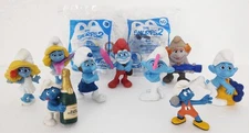 11 Smurfs Figures McDonalds & Schleich Lot Happy Champagne Bottle