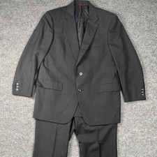 Vintage Hart Schaffner Marx 42R Suit Viracle Pinstripe Wool Gray 2-Piece USA