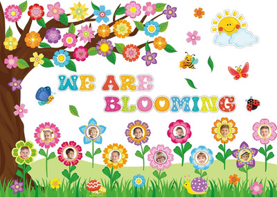 56Pcs Spring Flower Bulletin Board Classroom Decorations,We are Multi Color 