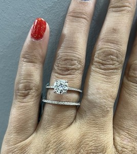 925 Sterling Silver Moissanite 4 Prong Engagement/Wedding Ring Set Size 6