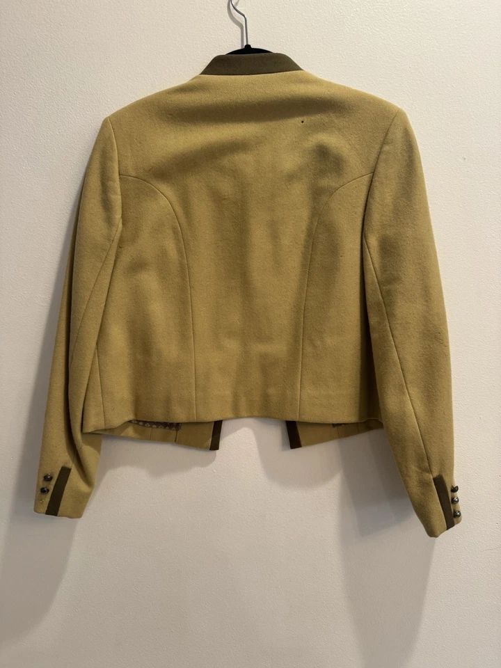 VTG 1960s German Cropped Jacket Greenish Khaki Silver Buttons Oktoberfest MCM - Image 4 of 4