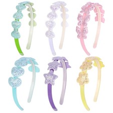 6 PCS Girls Glitter Headbands Toddler Hairband With Teeth Non Slip Hair Kids