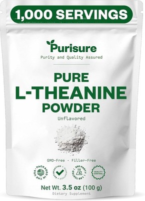 Purisure L-Theanine Powder, 100g, Induces Calm, Helps with Concentration &