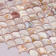 Natural Mother of Pearl Small Fish Scale Fan-shaped mosaic Tiles Brown