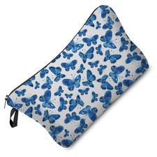 Blue Butterfly Cosmetic Bag Cute Small Makeup Bag Travel Toiletry Organizer Z...