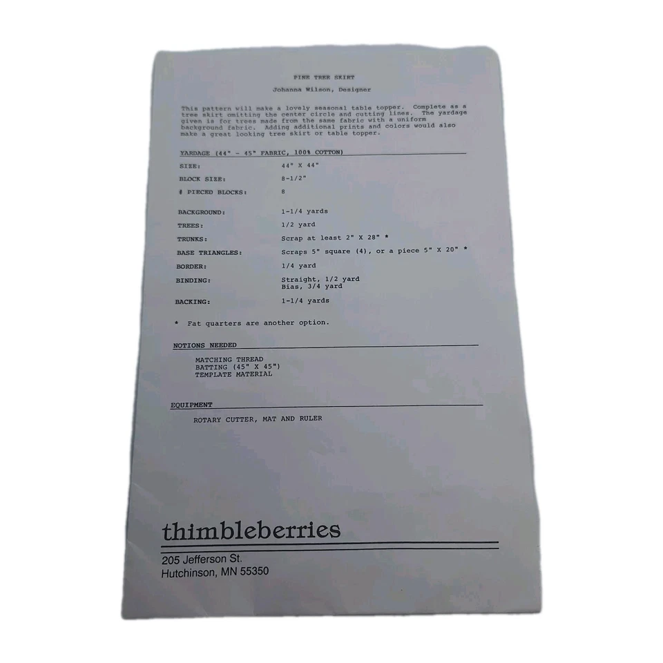 Pine Tree Skirt Quilt Johanna Wilson Thimbleberries Christmas Pattern UC FF - Image 3 of 4