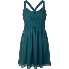 Davids Bridal Forest Green Chiffon Pleated Criss Cross Bridesmaid Dress 8
