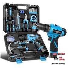 Tool Set:Tool Kit with 12V Cordless Drill, Tool Box with Drill, Hand Blue