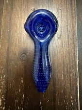 4" Premium Glass Pipe Bowl Clear Blue Spotted