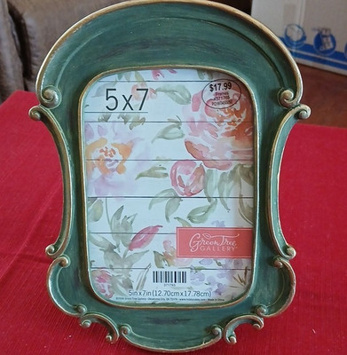 Green Tree Gallery 5x7 Photo Frame Green Gold Decorative Floral Portrait