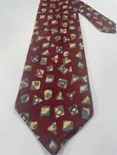 Chez Roffe NewYork Burgundy Geometric Men  s Necktie Classic Designer Tie Silk