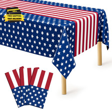 3Pcs 4Th of July Tablecloths, 108" X 54" 250Th Anniversary Patriotic Plastic Tab