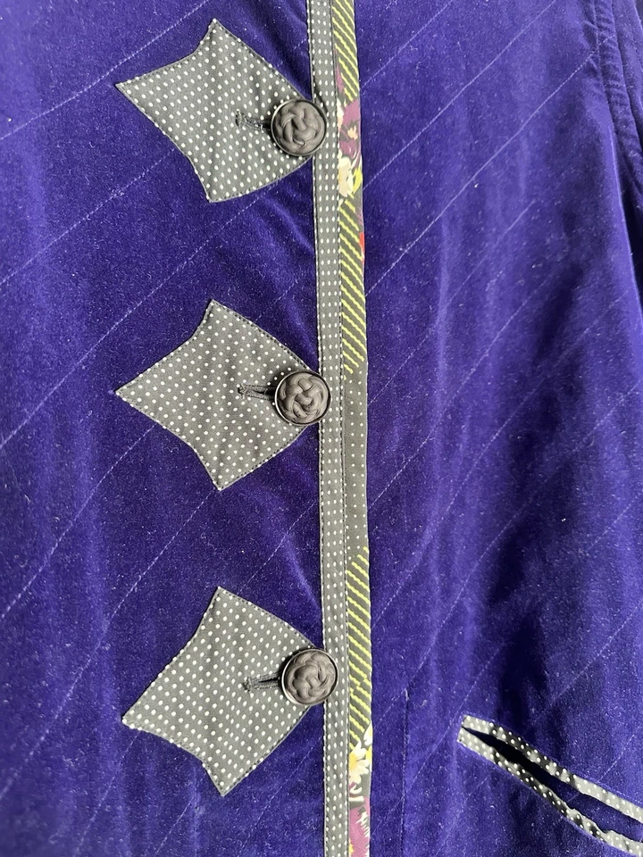 KOOS OF COURSE! Purple Velvet-like VINTAGE Reversible Lagenlook Jacket Sz M - Image 4 of 4