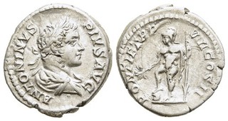 Moneda Virtus Plata Caracalla Denar FITZ Imperio Romano Roma ØGRO232