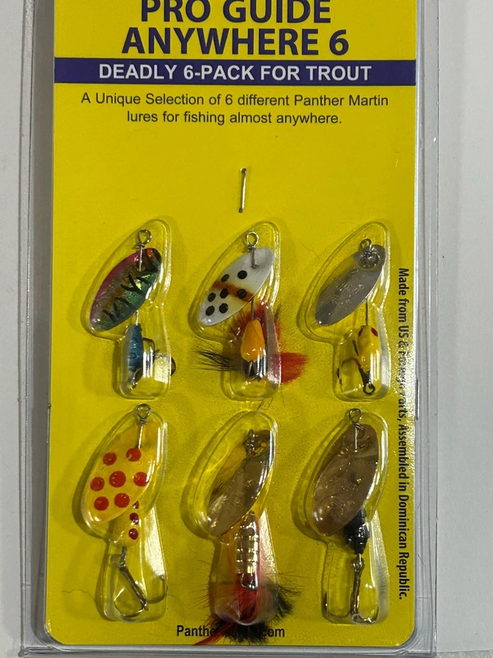 Panther Martin Pro Guide Anywhere Deadly упаковка 6 шт. для ловли форели AW6 новые нераспакованные рыболовные приманки - Изображение 2 из 3