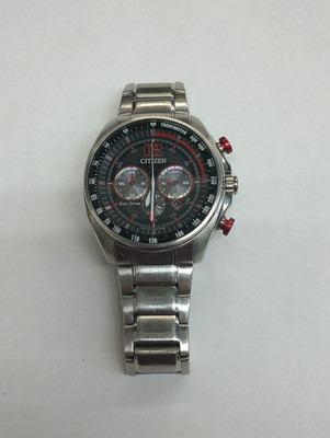 Citizen Eco-Drive B620 GN-4-S Black & Red Dial Gent's Stainless Steel Watch