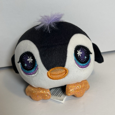 Basic Fun! Littlest Pet Shop Penguin Mini Plush w/ Purple Tuft, Glitter 2024