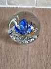 Collectible Handmade Glass Orb Paperweight Featuring An Internal Blue Flower 3" — photo 6