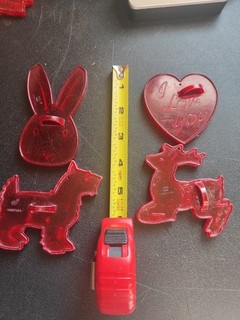 4 Vintage RHM Red Cookie Cutters Valentine's / Christmas / Scotty Dog/Easter