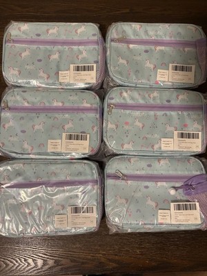 YOLAY Unicorn Rainbow Lunch Bag with Handle Zipper Light Blue Purple Kids Girls
