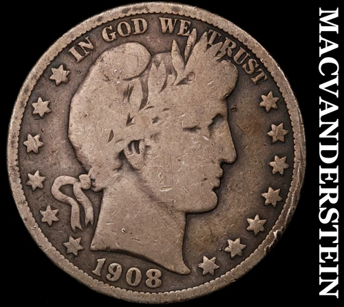 1908-S Barber Half Dollar- Silver- Scarce Better Date No Reserve #i9430