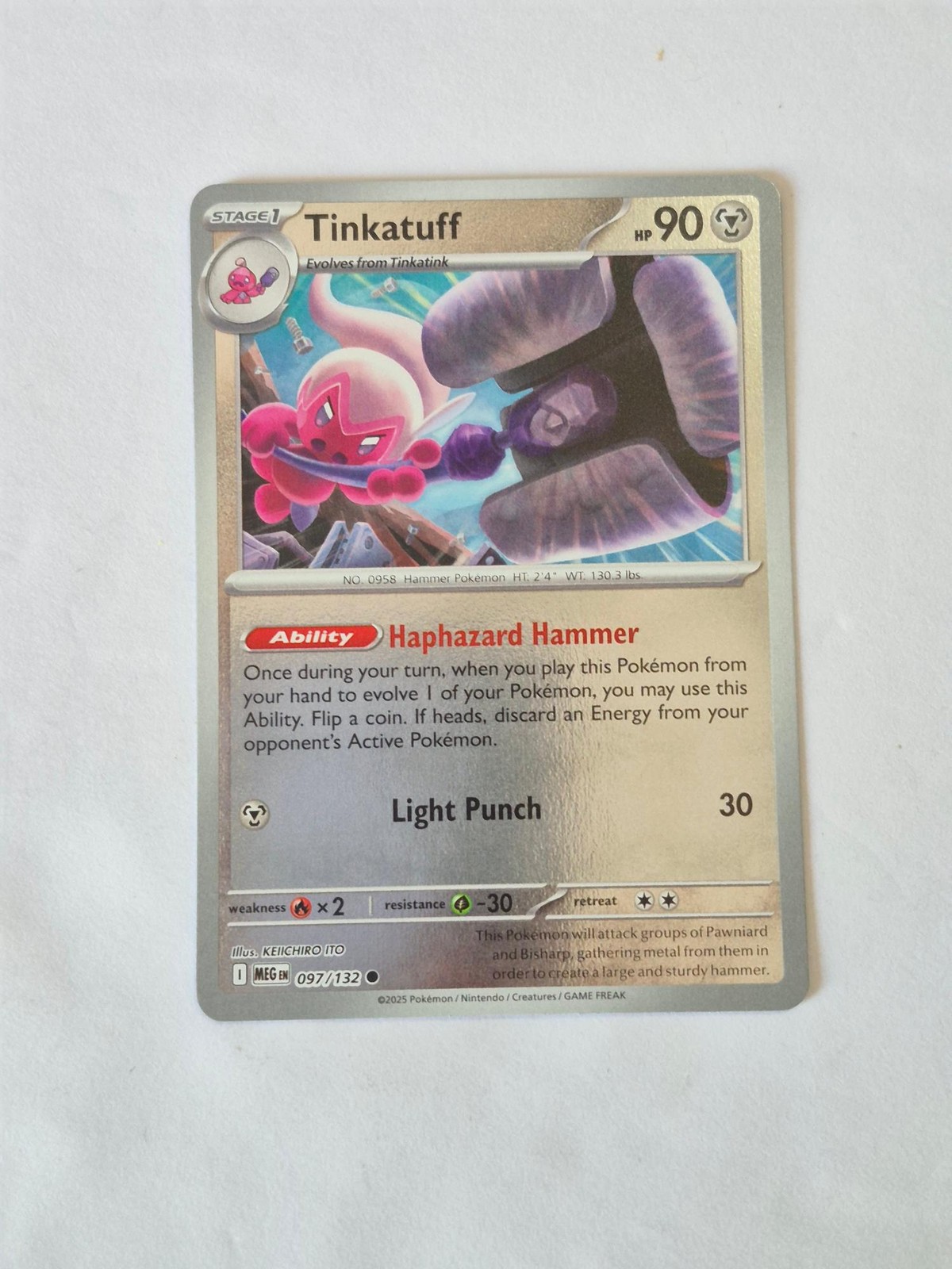 Tinkatuff 097/132 Common Mega Evolution Pokemon Reverse Holo Near Mint