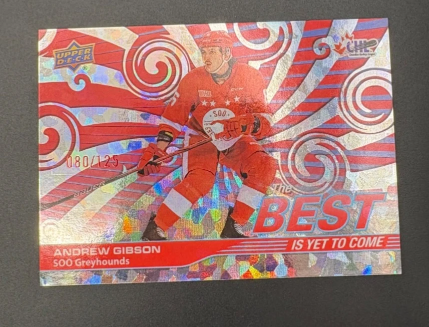 2023-24 Upper Deck CHL ANDREW GIBSON The Best Is Yet to Come /125 Red #BYC-10 - Image 3 of 3