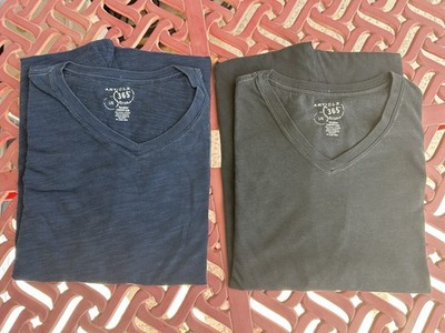 Article 365 Brand Washed Jersey V-Neck Tee's Qty 2 Blue & Black  L