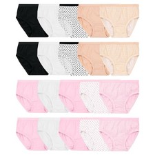 Fruit of the Loom Cotton Underwear Briefs GIRLS US Size 8 Multi Color 20 Pack