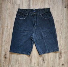 Y2K Utility Jean Shorts Sz40 Loose Baggy Jorts Wide Leg Skater Denim Dark Wash