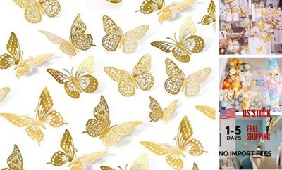 3D Butterfly Wall Decor - 48 Pcs, 4 Styles, 3 Sizes, Gold 48 Pcs, Gold