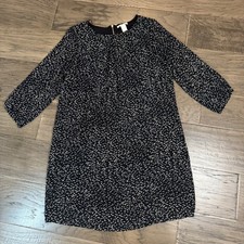 H&M Black Print Dress Size 6 Polyester Blend Casual Career
