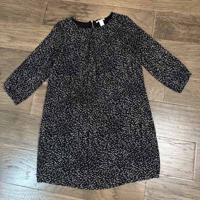 H&M Black Print Dress Size 6 Polyester Blend Casual Career