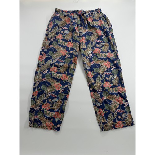 Tommy Bahama Men’s Lounge Pants Size L Blue Floral Tropical Drawstring Cotton