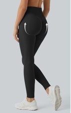Halara Seamless Flow High Waisted Butt Lifting Leggings Black Size Med 7/8- New