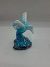 Fenton Blue White Iridescent Carnival Hummingbird Figurine