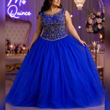 Mary's Bridal Quince 15th Royal Blue crystal Prom Party Dress sz 28