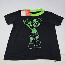 Vintage Disney Mickey Mouse 80s Toddler 4 Single Stitch Black Neon Kids Tshirt
