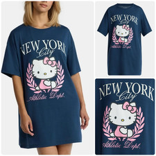 NWT Hello Kitty NYC women  s oversized sleep-shirt lounge tee, S, M, L, XL, Navy