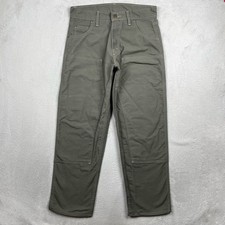 Prsion Blues Prsn Blu Jeans Mens 32x30 Gray Double Knee Logger Duck Canvas USA