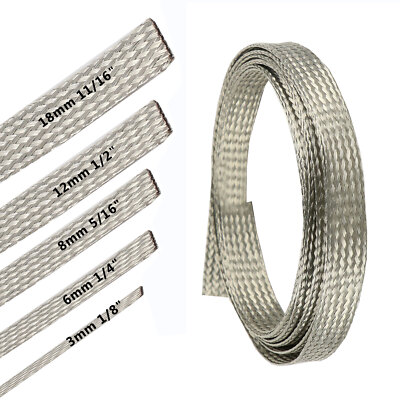 Tinned Pure Copper Wire Shielding Cable Sleeving Ground Strap Electric Wiring