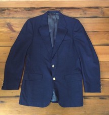 Vtg Burberry Prorsum Nordstrom Navy Blue 100 Wool Suit Jacket Blazer 44"