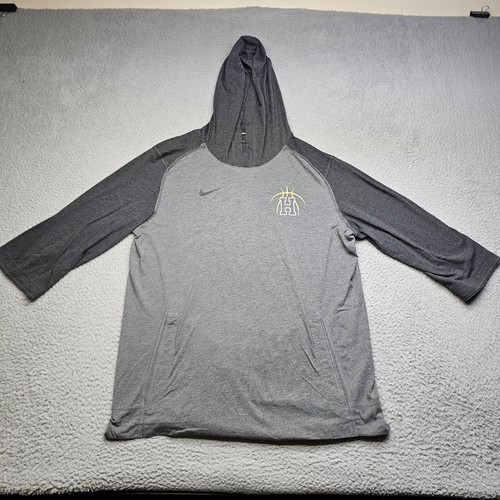 Nike Pullover Adult Large Gray Basketball Warm Up Hooded Long Sleeve Dri Fit - Picture 2 of 16