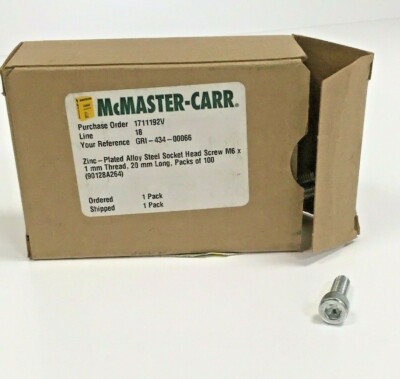 McMaster-Carr 90128A264 ZINC-PLATED ALLY STEEL SOCKET HEAD SCREW (LOT OF 100)