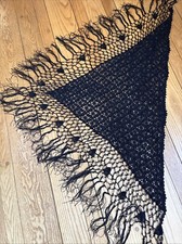 Vintage Hand Knotted Fringe Piano Shawl - Never Used 41  x 74  