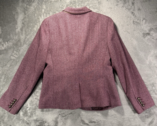 Banana Republic Blazer Womens 12 Burgundy Herringbone Wool Blend Tweed Business - Picture 4 of 13